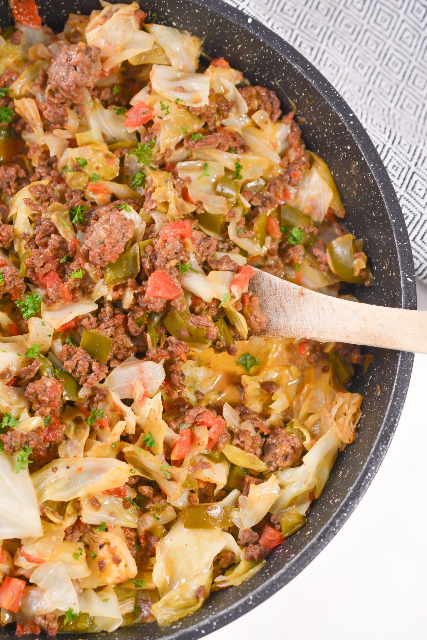 Cheesy Ground Beef and Cabbage Skillet - Sweet Pea's Kitchen