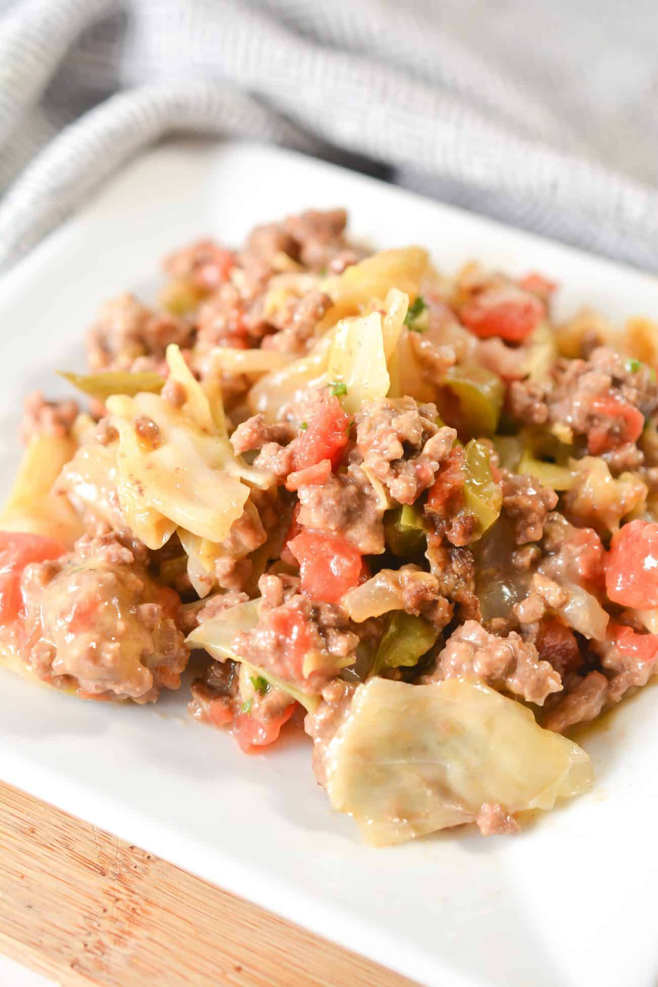 Cheesy Ground Beef and Cabbage Skillet