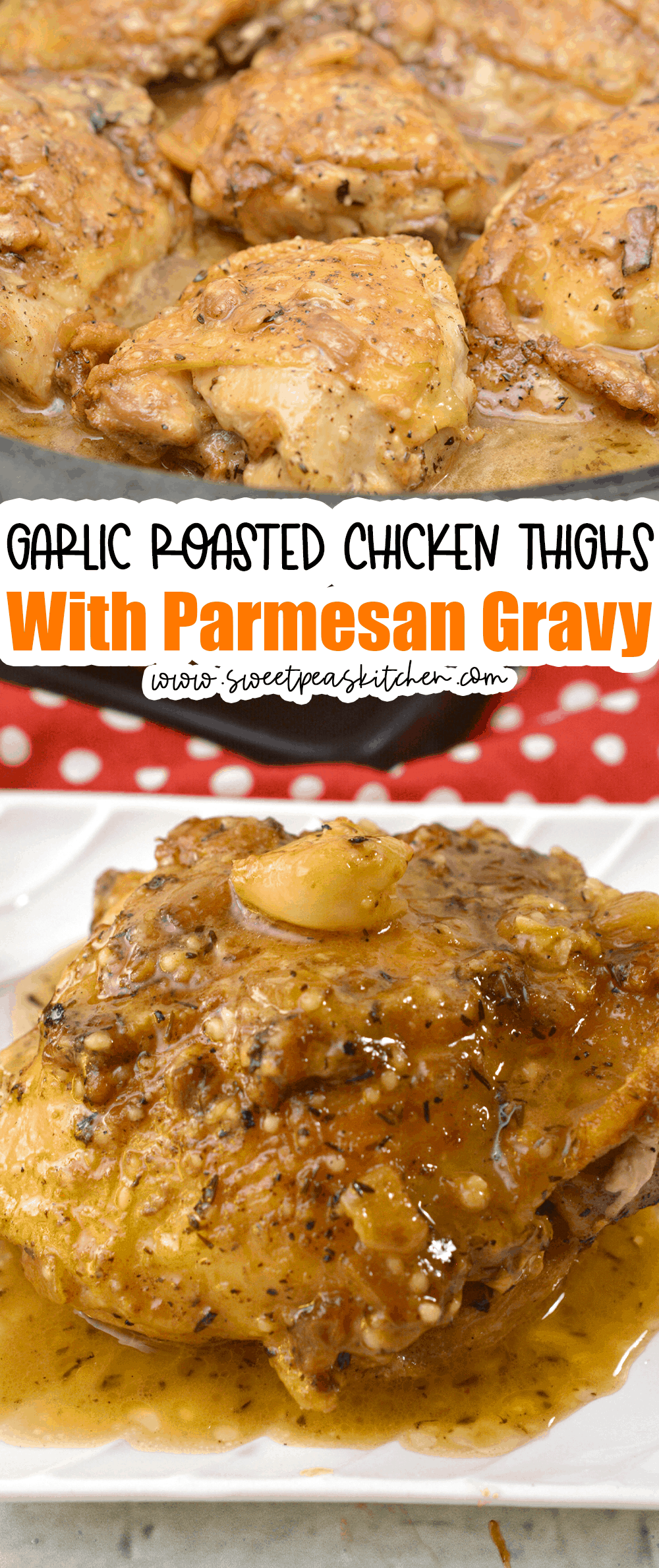Keto Garlic Roasted Chicken Thighs with Parmesan Gravy