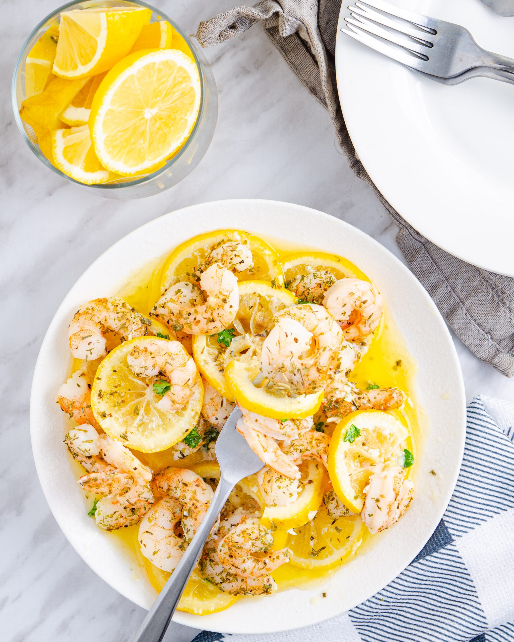 lemon butter baked shrimp, baked lemon butter shrimp, baked shrimp