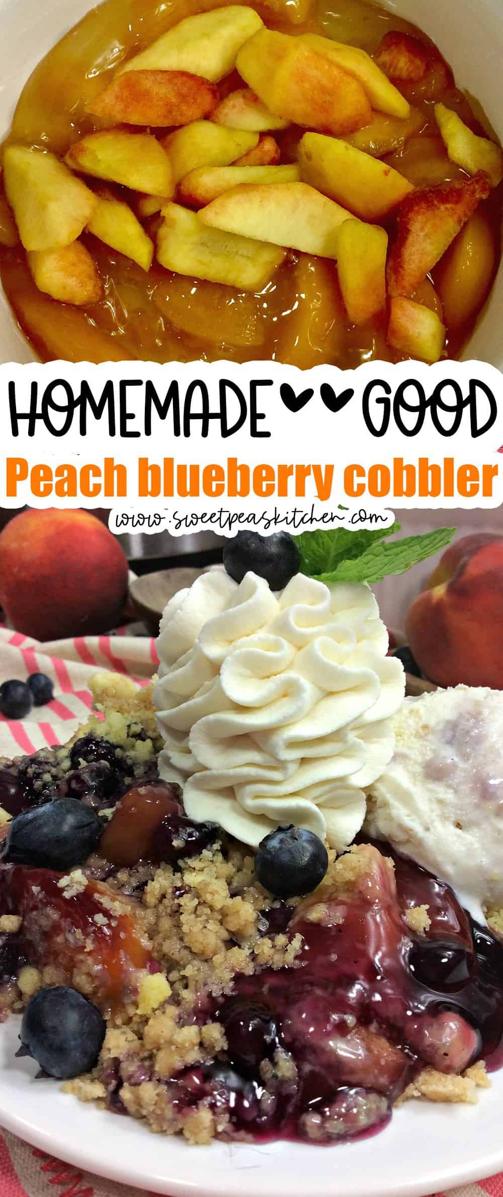Peach blueberry cobbler