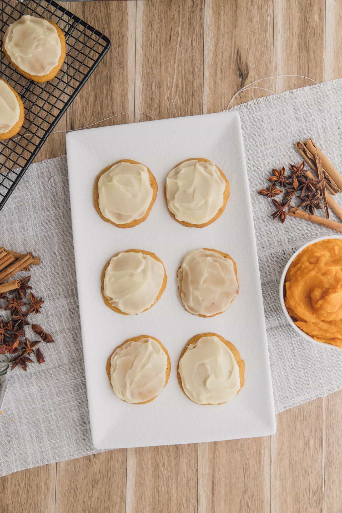 Pumpkin Cookies with Cream Cheese Frosting 
