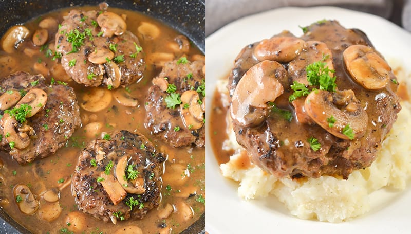 Salisbury Steak with Garlic Mashed Potatoes and Mushroom Gravy - Sweet ...