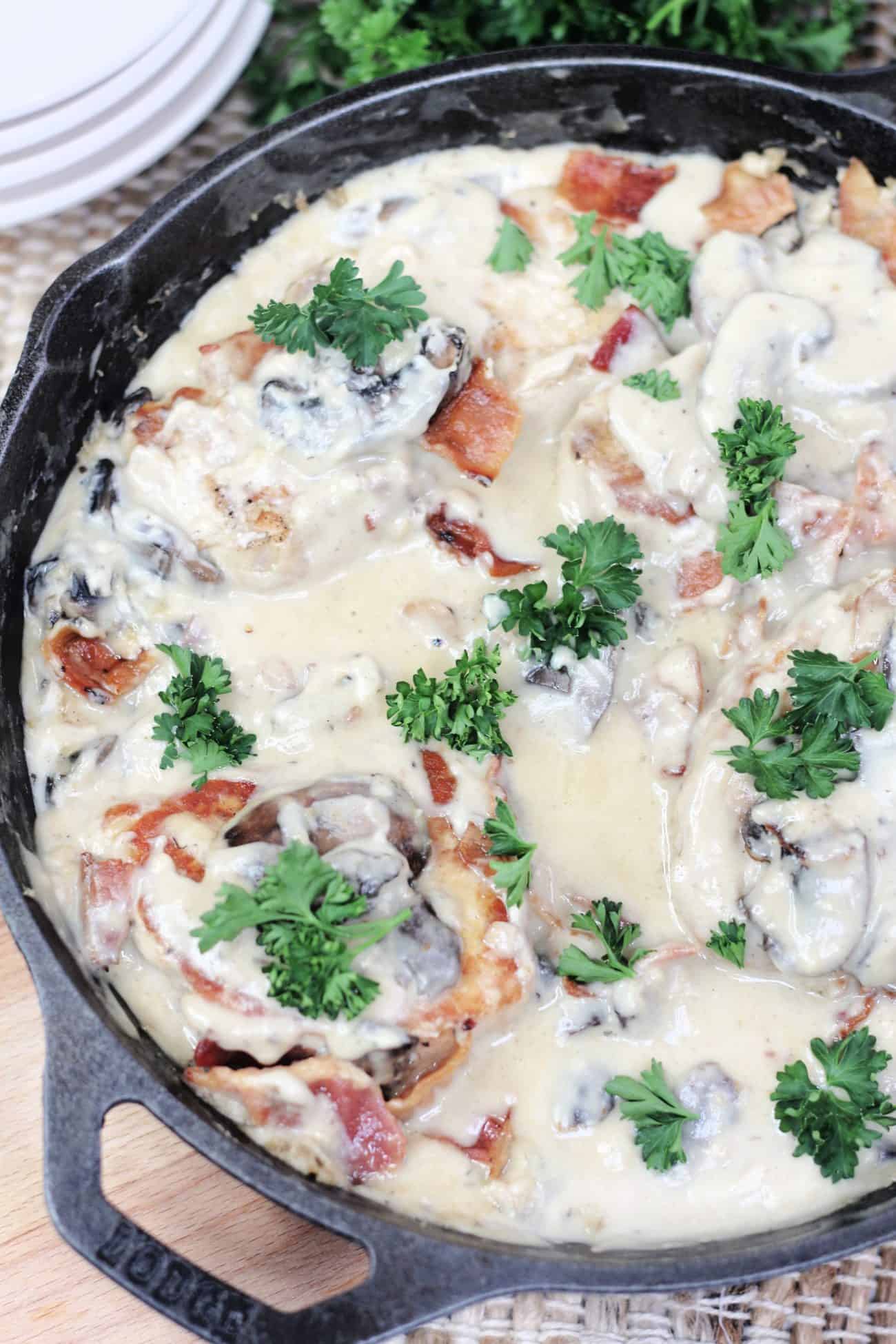 Bacon Mushroom Smothered Pork Chops