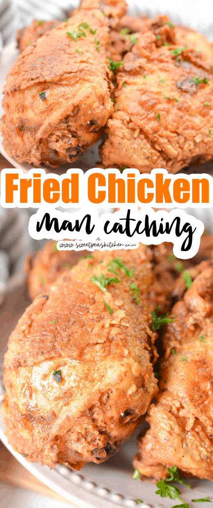 Man Catching Crispy Fried Chicken - Sweet Pea's Kitchen