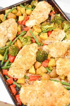 Sheet Pan Parmesan and Panko Chicken and Veggies