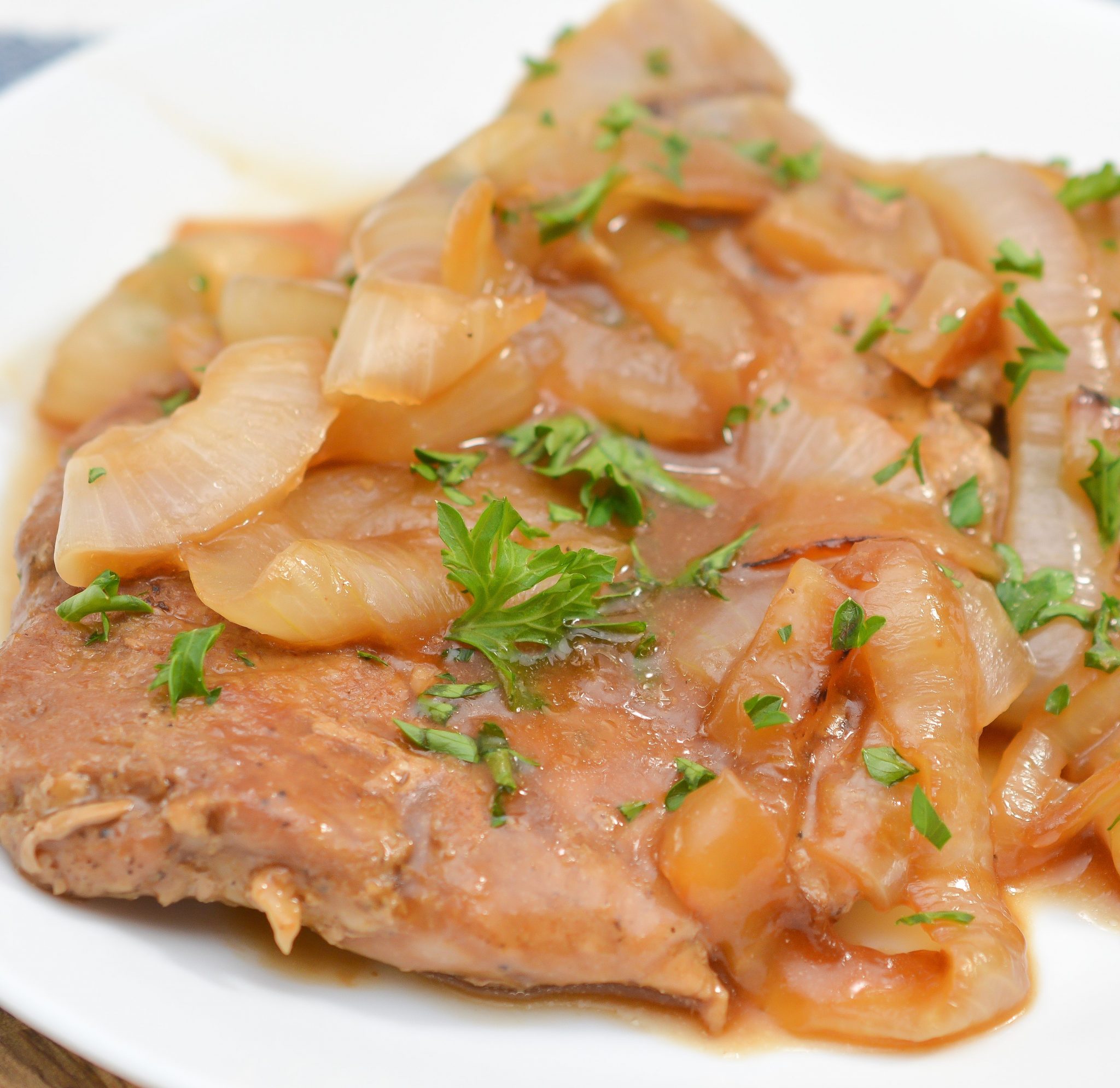 Smothered Pork Chops with Onions in Red Eye Gravy - Sweet Pea's Kitchen