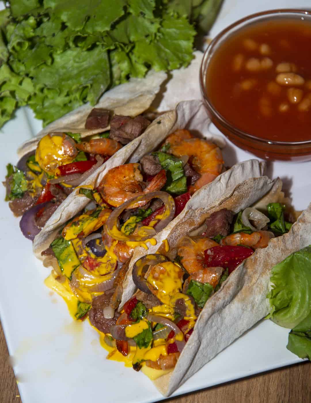 Steak and Shrimp Fajita Tacos, steak and shrimp tacos, shrimp tacos, steak taco recipe