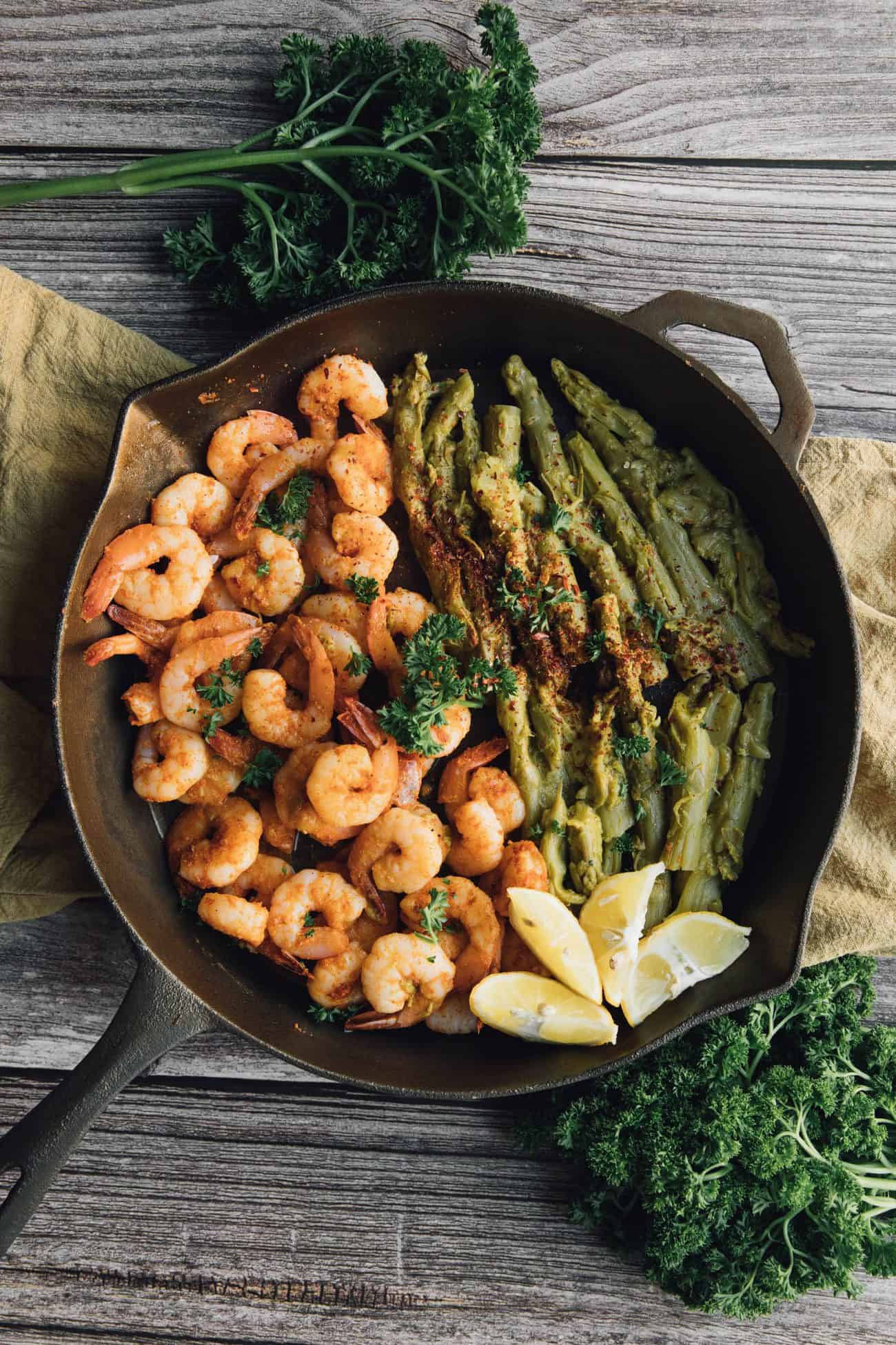Blackened Shrimp and Asparagus