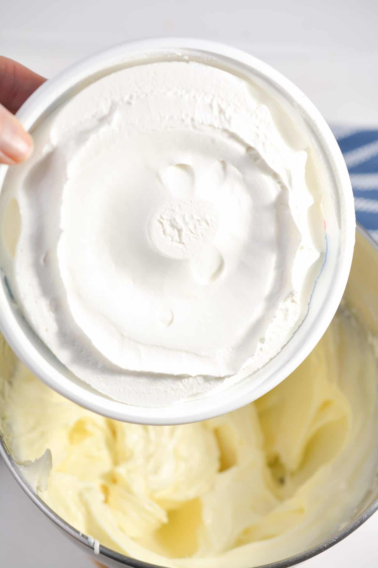 Fold the cool whip into the cream cheese mixture.