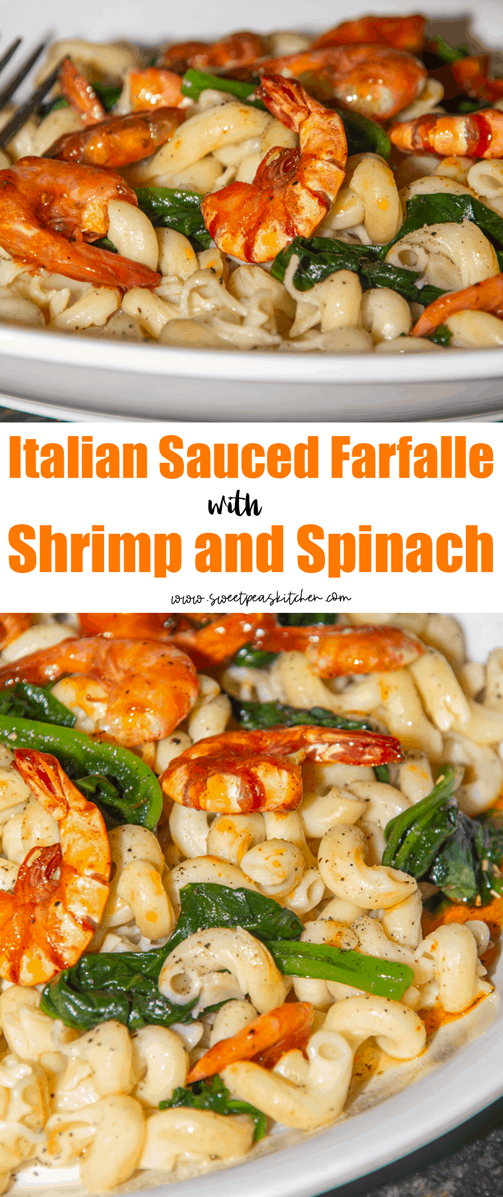 Italian Sauced Farfalle with Shrimp and Spinach