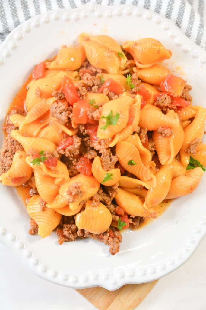 Pasta Shells with Ground Beef - Sweet Pea's Kitchen