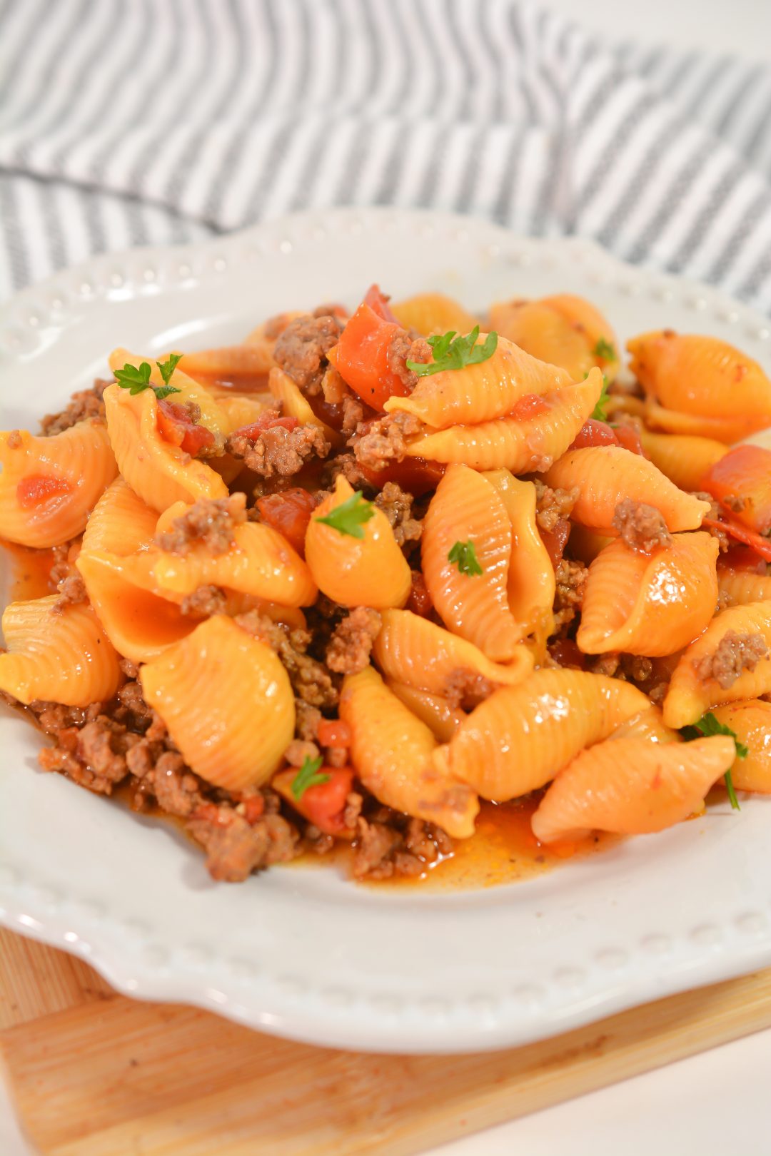 Pasta Shells with Ground Beef - Sweet Pea's Kitchen