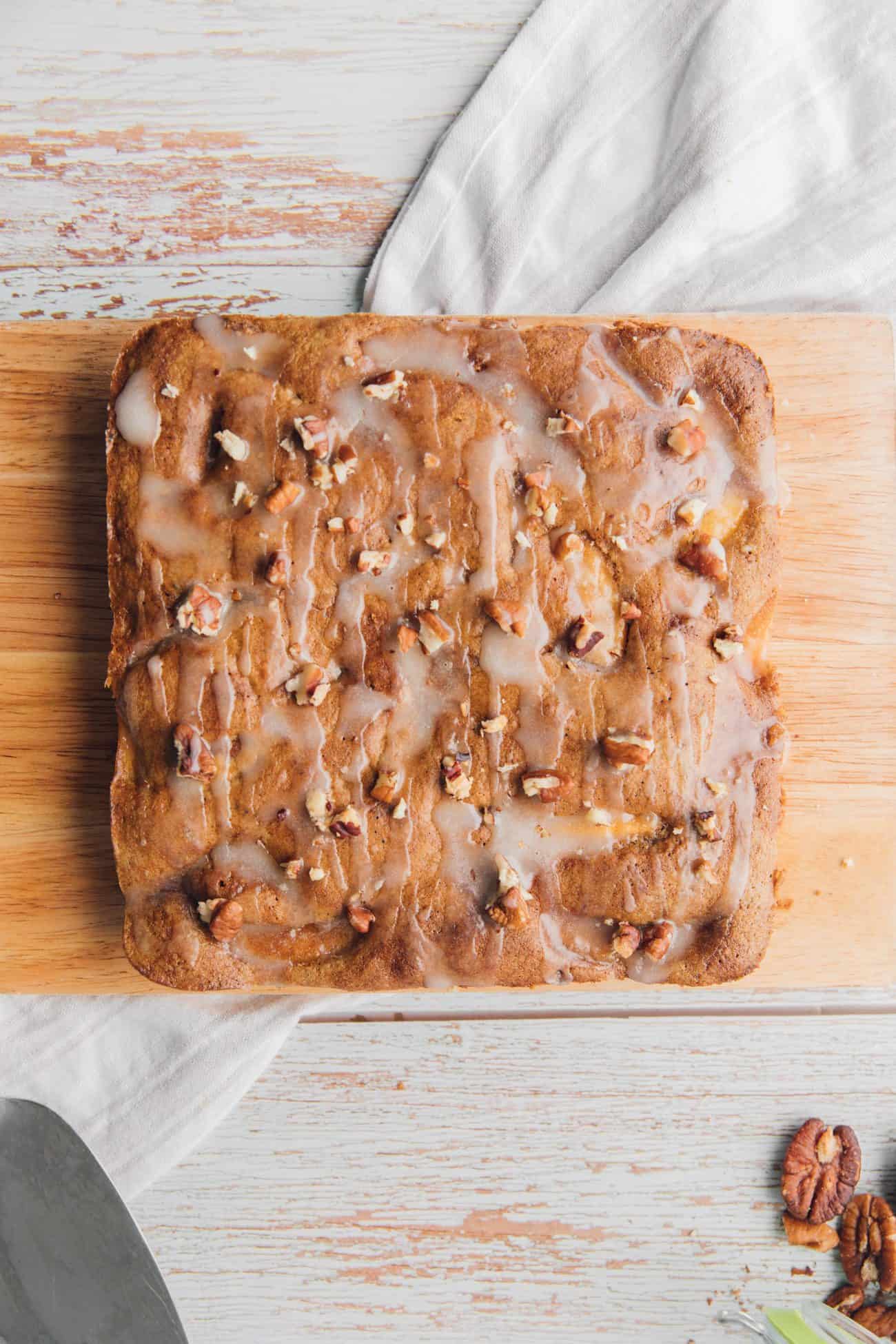 Peach Cake with Cinnamon and Pecans