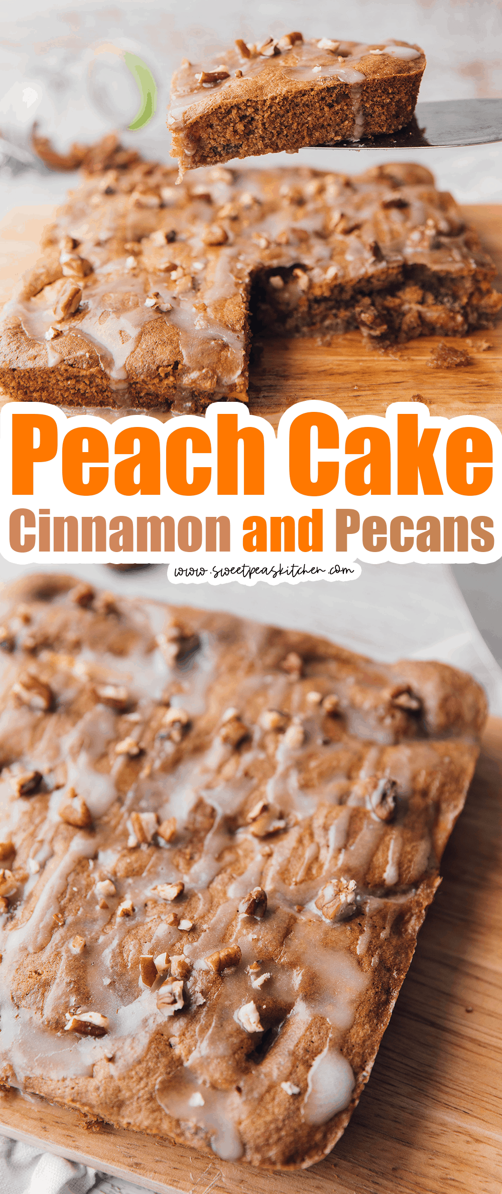 Peach Cake with Cinnamon and Pecans