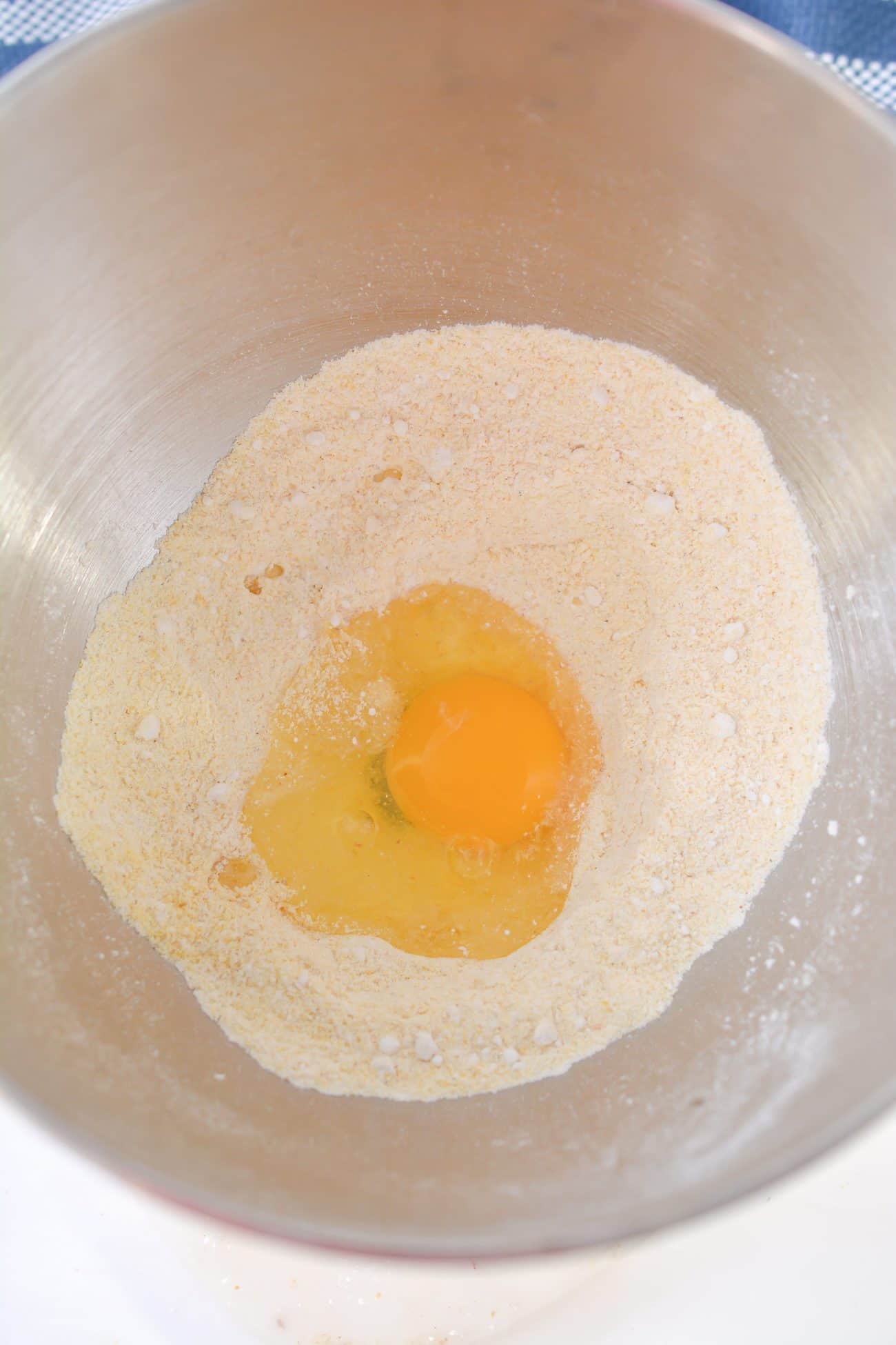 Mix in 1 large egg.