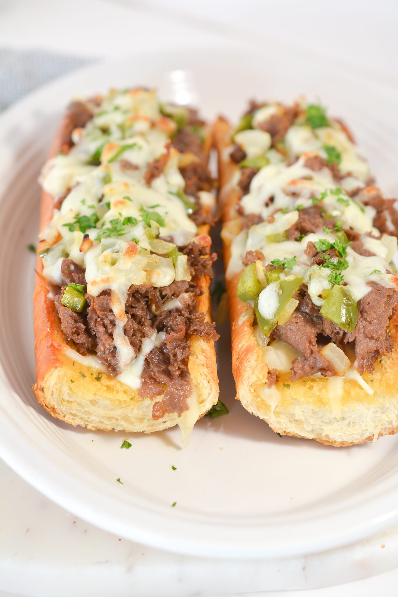 French Garlic Philly Cheesesteak Bread - Sweet Pea's Kitchen