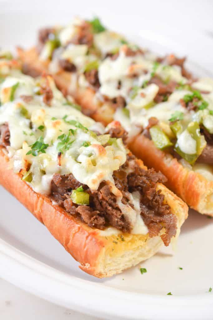 French Garlic Philly Cheesesteak Bread - Sweet Pea's Kitchen