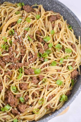 Easy Mongolian Ground Beef Noodles