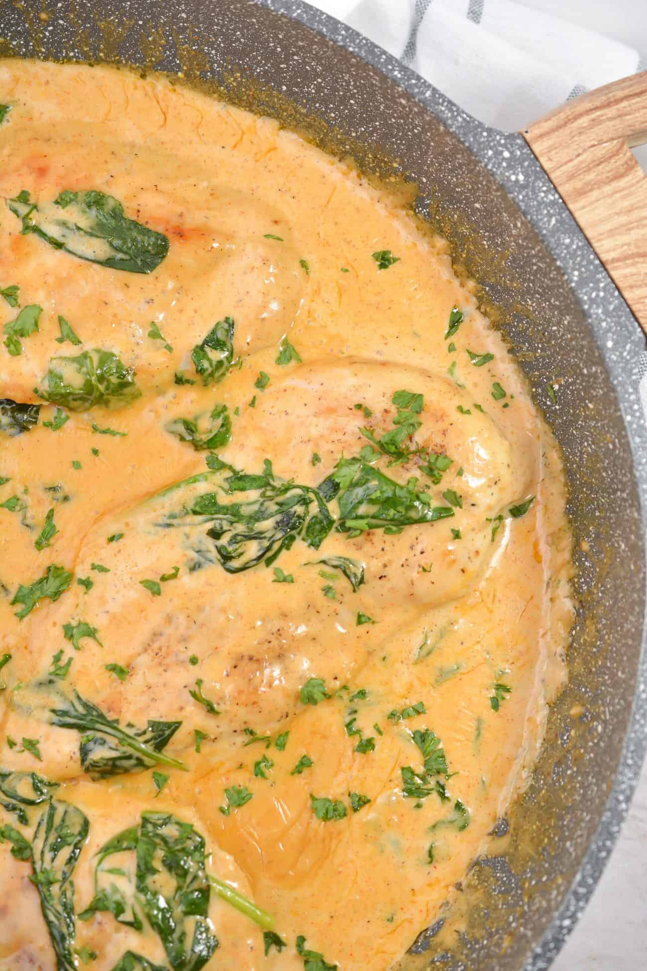 Chicken and Spinach in Creamy Paprika Sauce