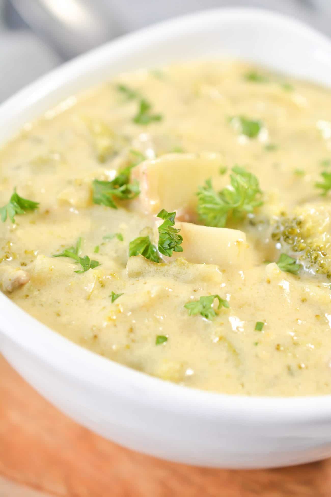 Crockpot Potato Broccoli Cheddar Soup - Sweet Pea's Kitchen