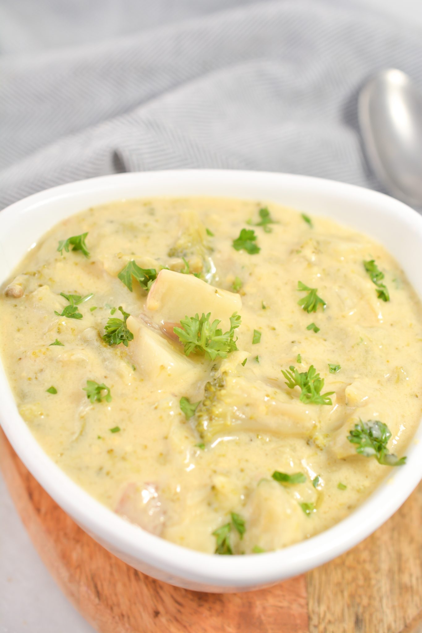 Crockpot Potato Broccoli Cheddar Soup - Sweet Pea's Kitchen