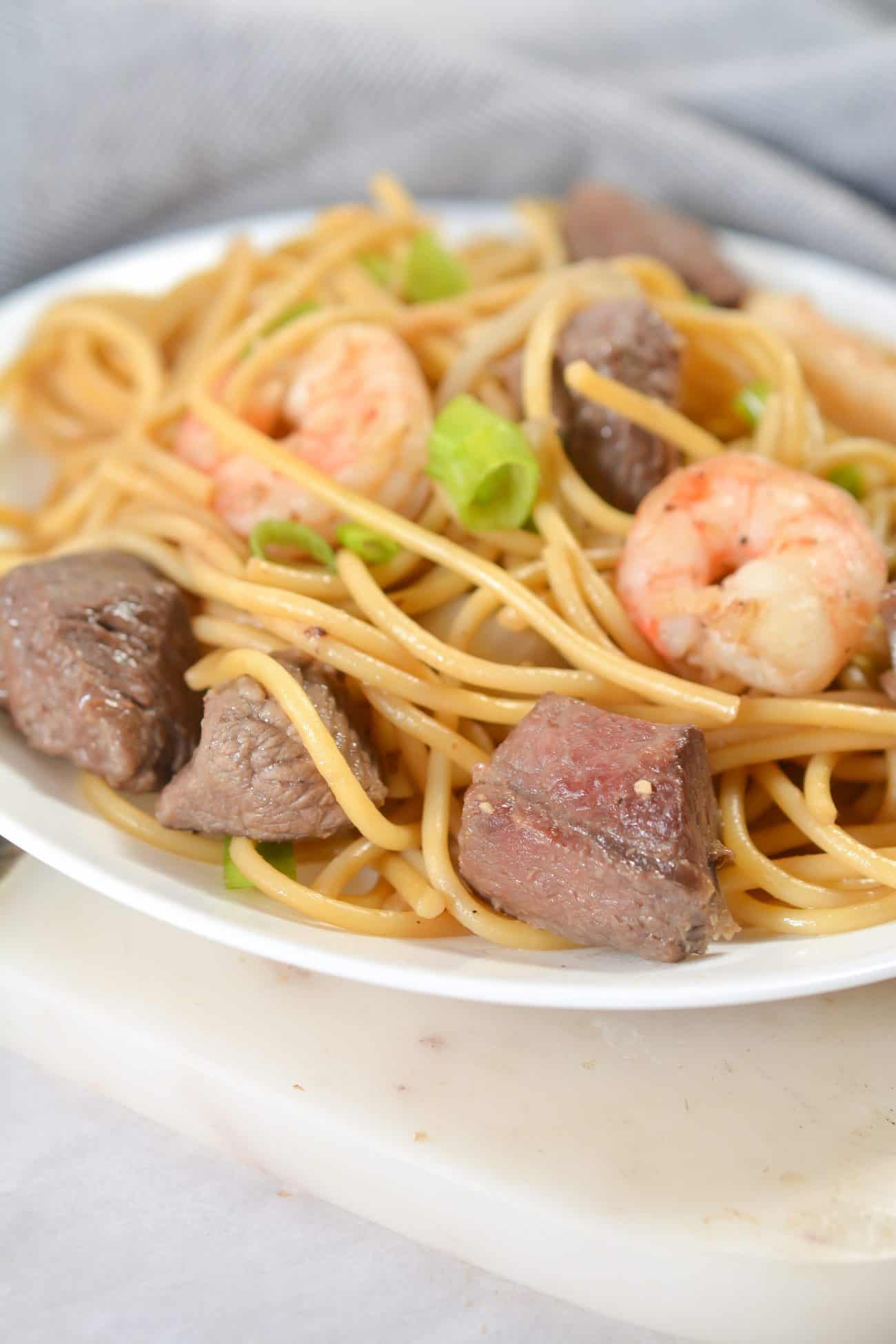 Steak and Shrimp Teriyaki Noodles