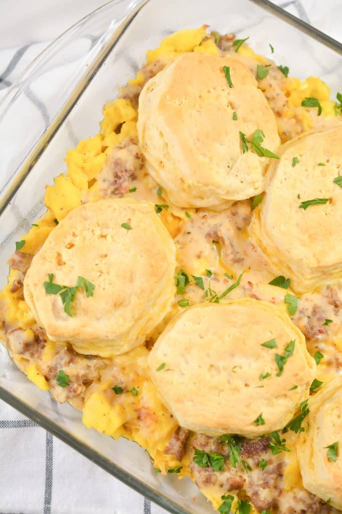 Biscuits and Gravy with Sausage and Egg Breakfast Casserole Sweet Pea