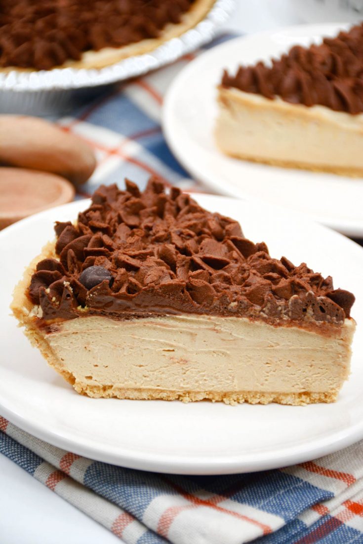 NoBake Cream Cheese Peanut Butter Pie with Chocolate Whipped Cream