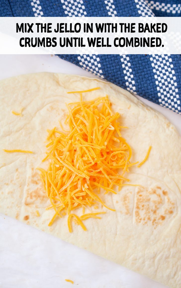 cheddar cheese in the center of each half of tortilla 