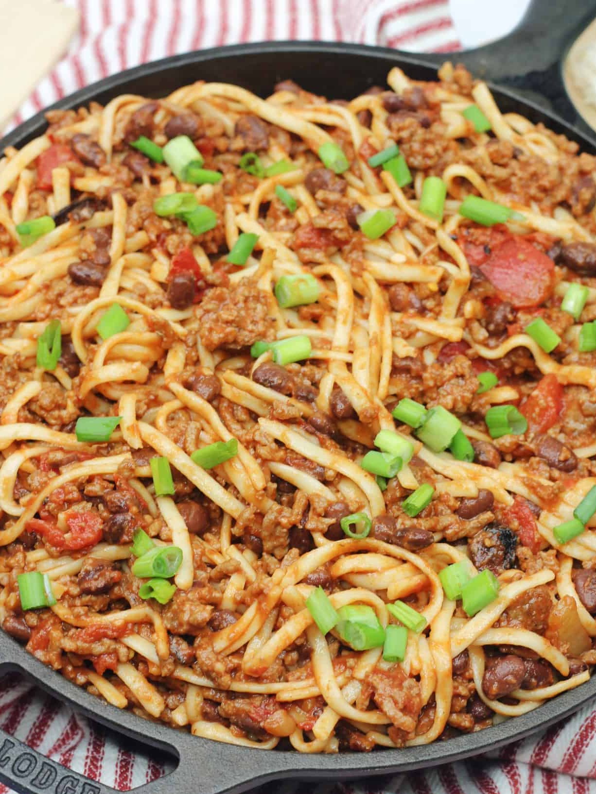 cowboy spaghetti recipe, pasta recipes, cowboy pasta