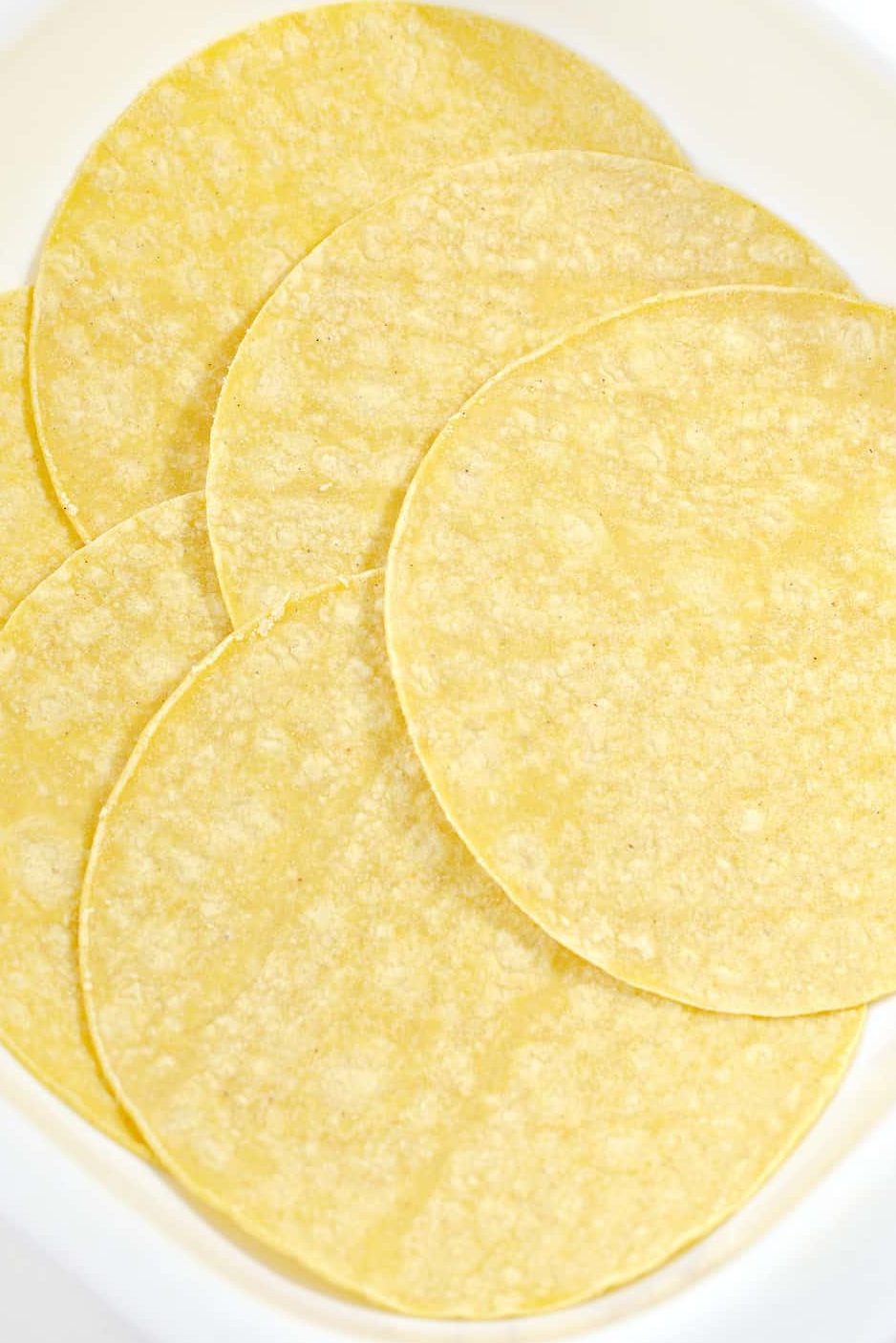 Layer 6 corn tortillas on the bottom of a 9x9 greased baking dish.