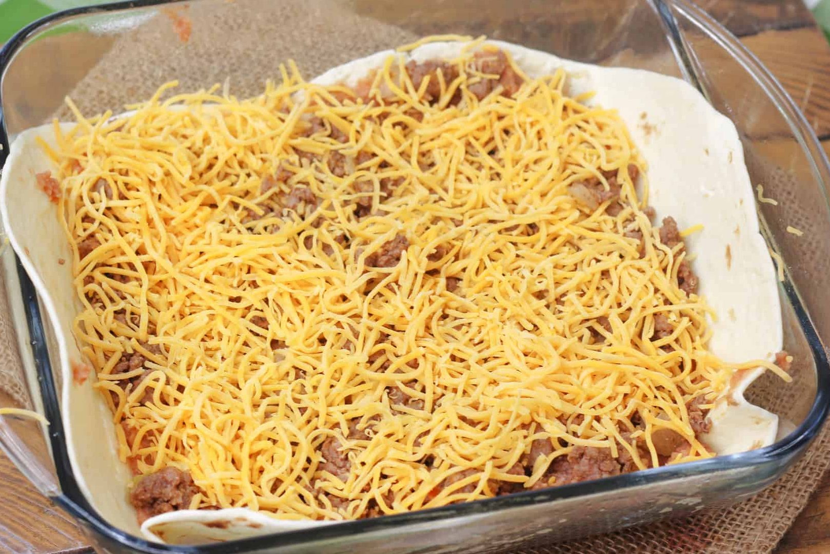 making Layered Mexican Tortilla Casserole
