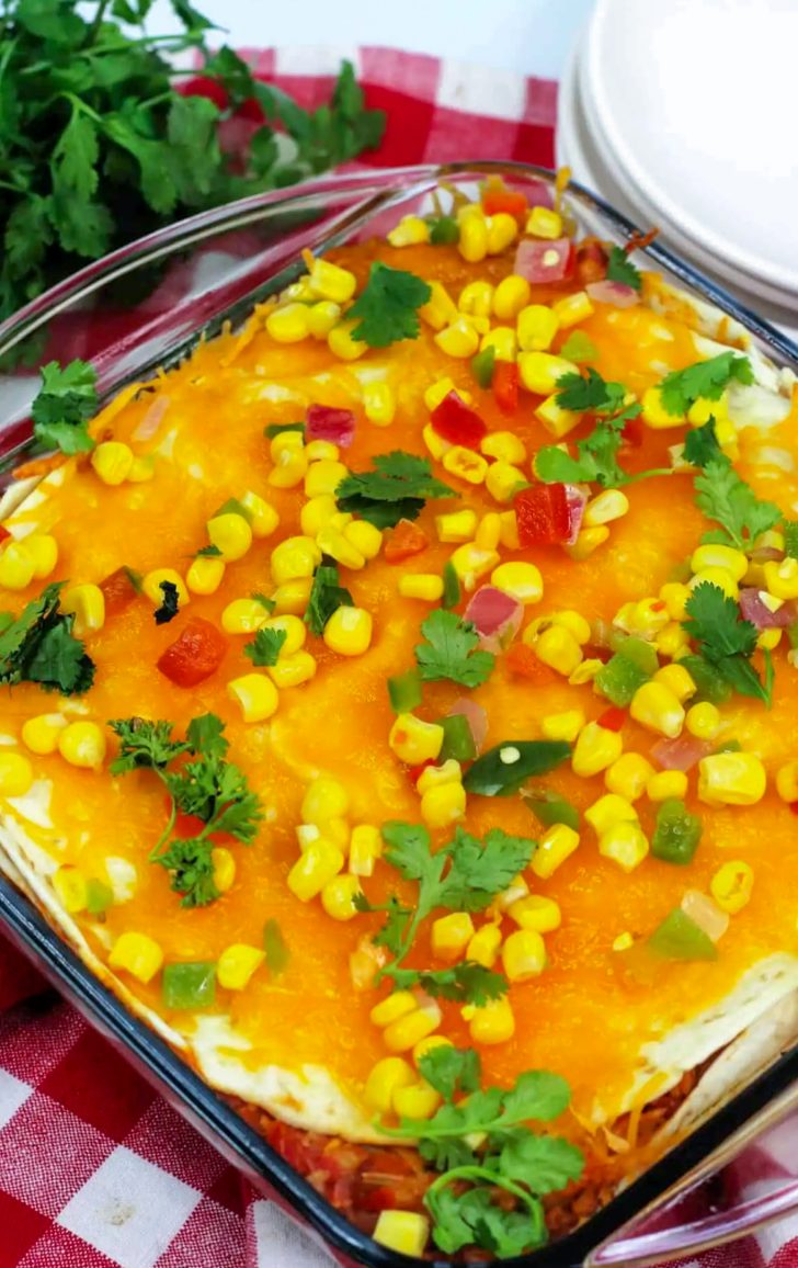Layered Mexican Tortilla Casserole, mexican casserole with tortillas, mexican tortilla, casserole with tortillas
