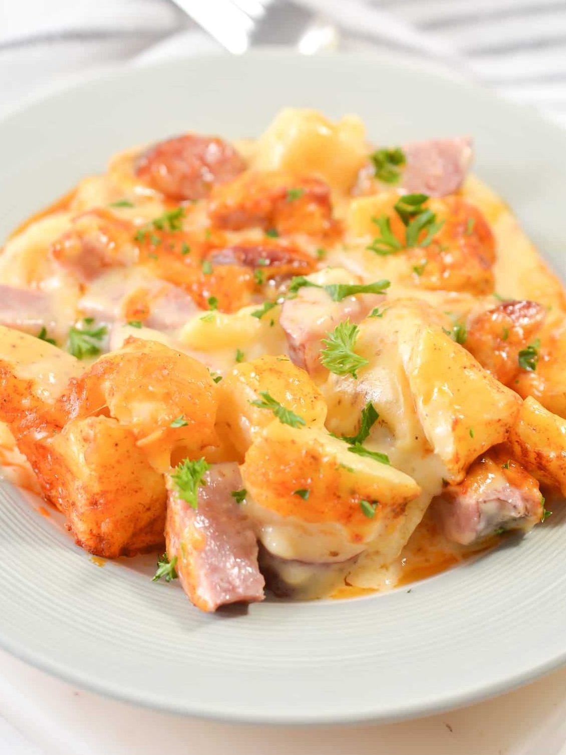 cheese potato and smoked sausage casserole, sausage potato casserole,