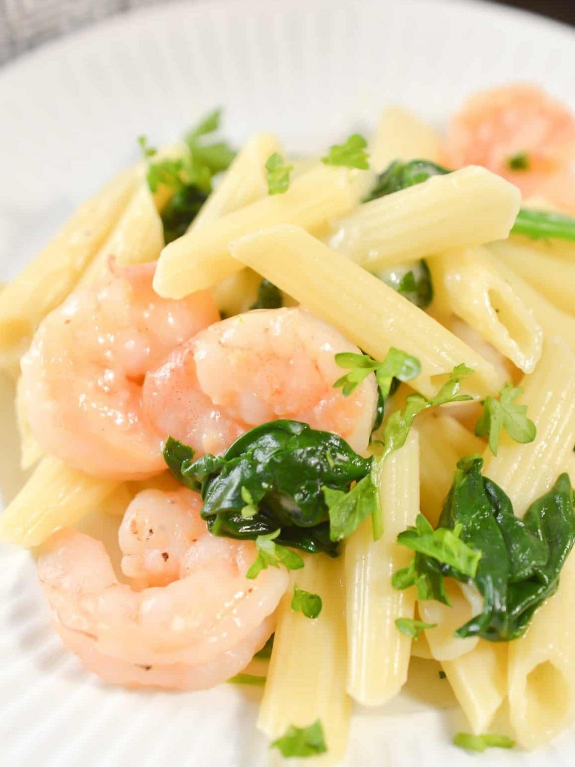 Cheese Shrimp Penne Pasta and Spinach - Sweet Pea's Kitchen