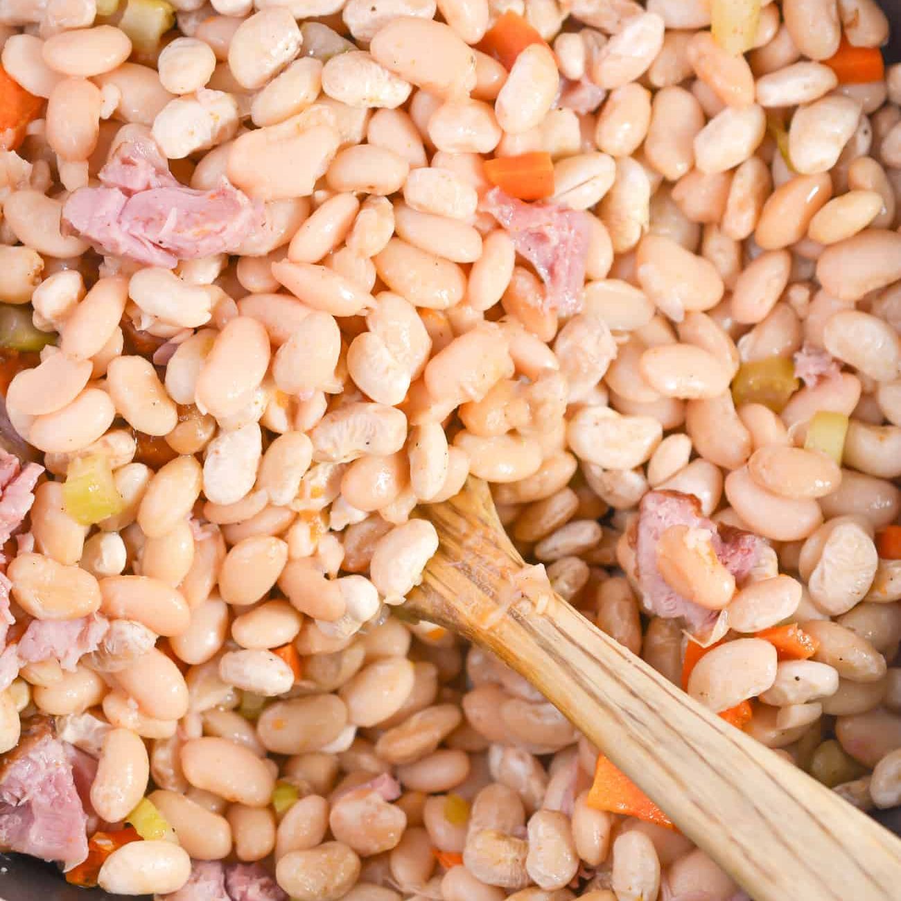 Crockpot Great Northern Beans, great northern beans in crock pot, ham and beans recipe, ham and beans