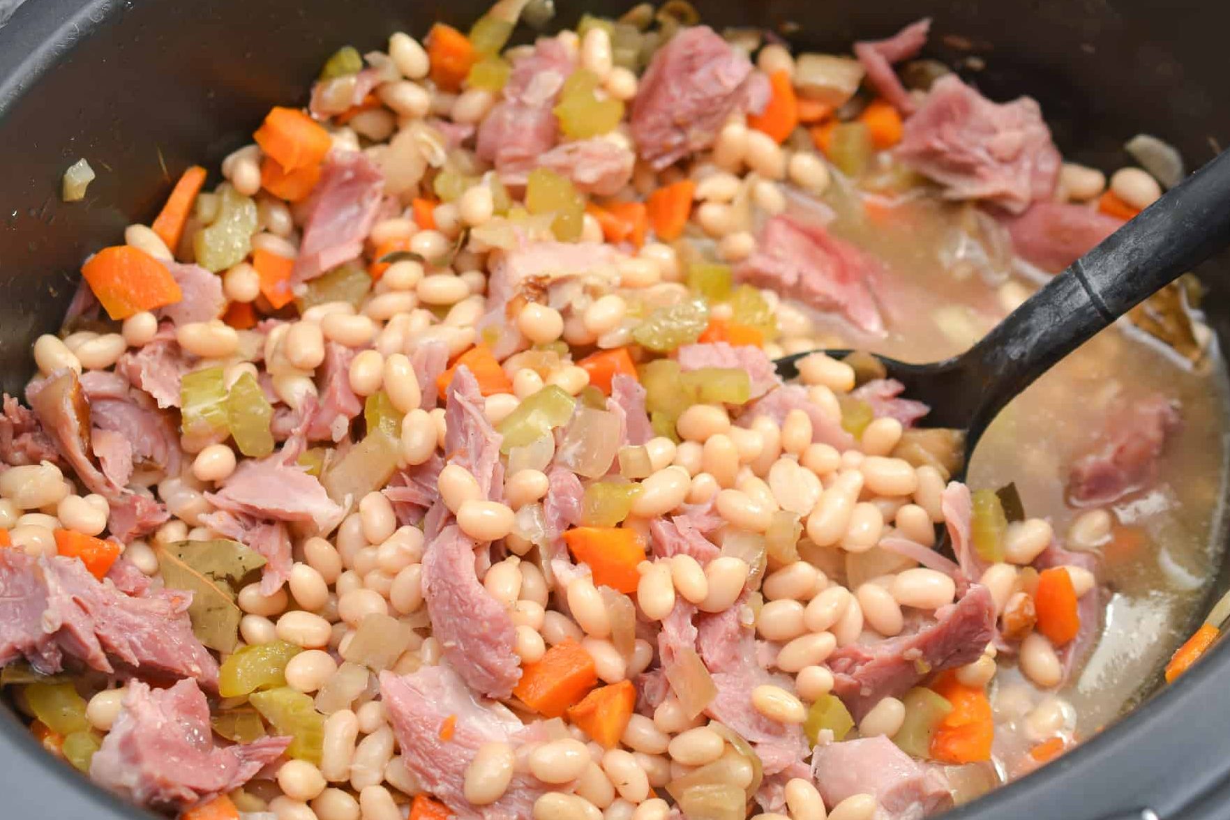 crockpot navy bean soup, ham and bean soup, navy bean soup