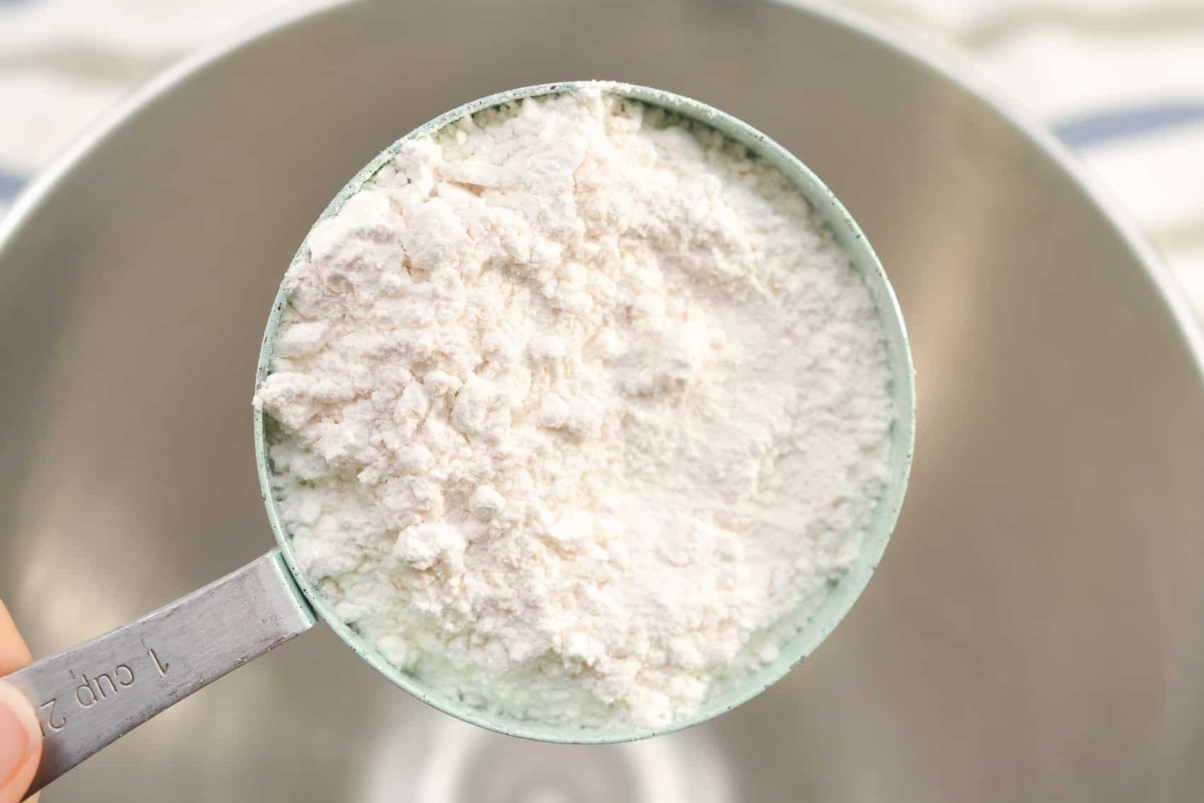 In a mixing bowl, add 2 cups of all-purpose flour.