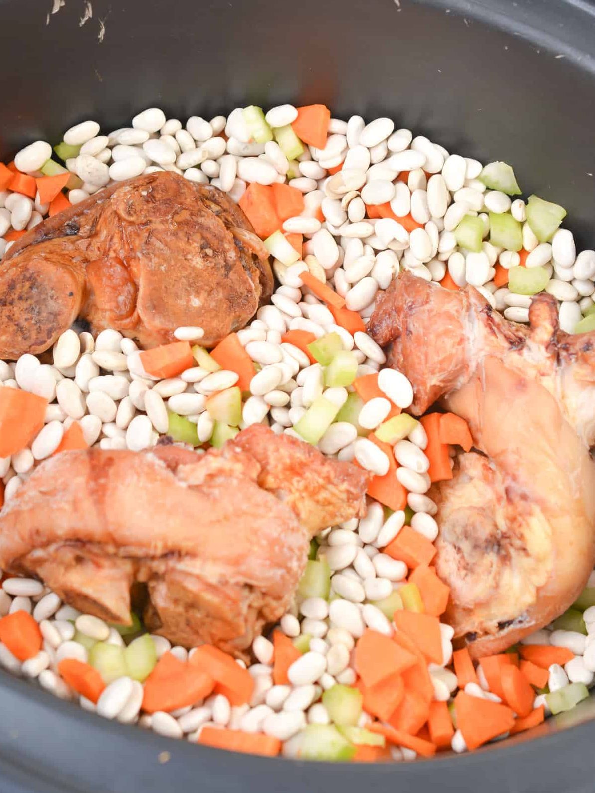 add 1 ½ lb of ham hocks.