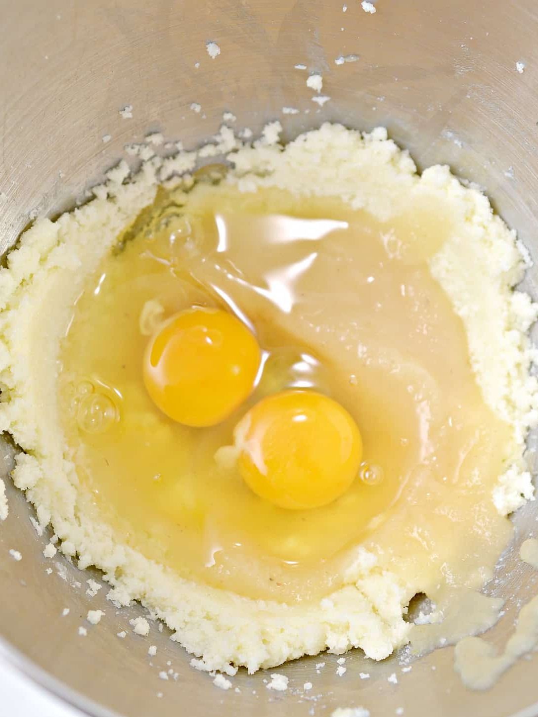 Then add 2 eggs.