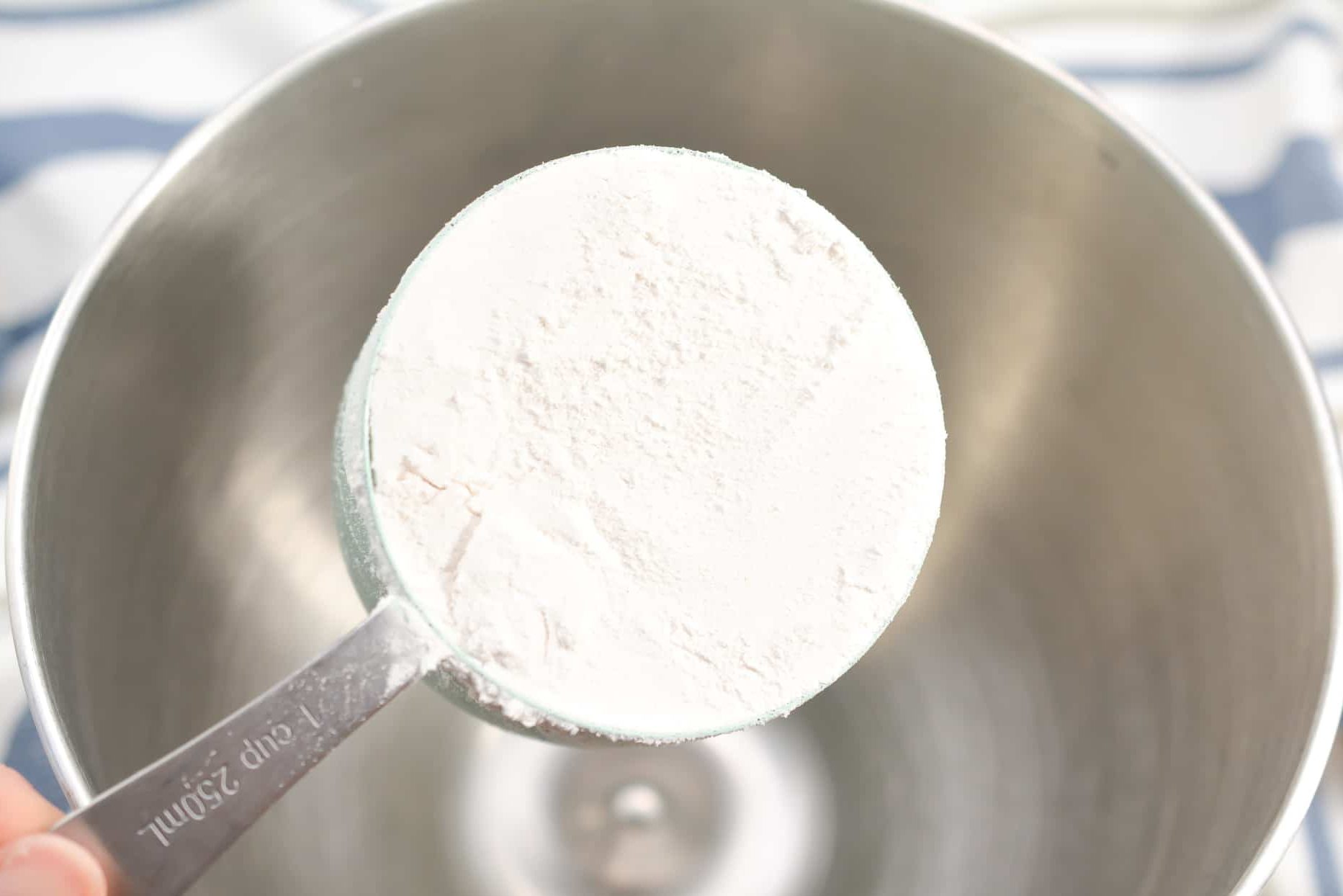In a mixing bowl, add the flour