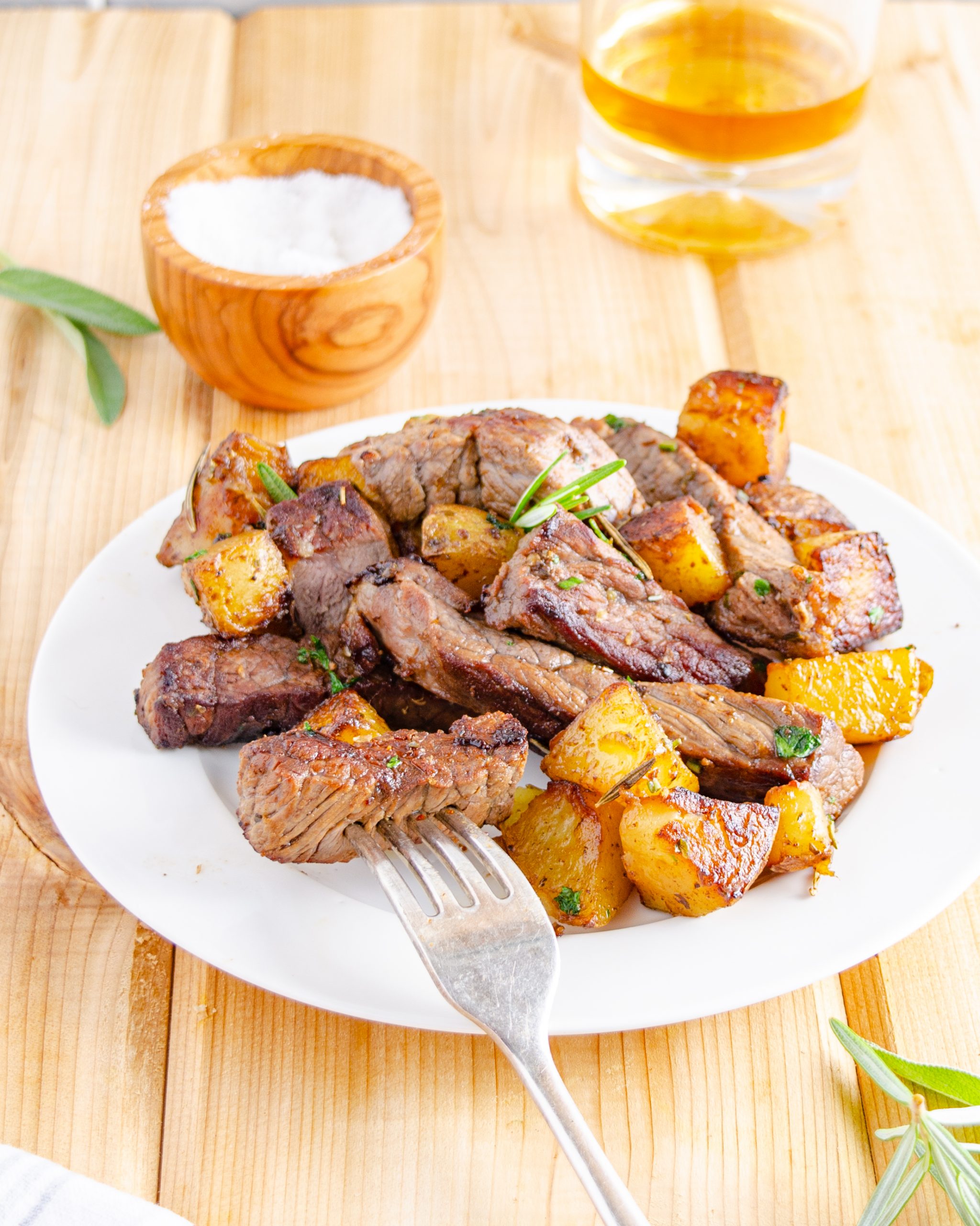 Garlic Herb Potatoes and Steak Skillet