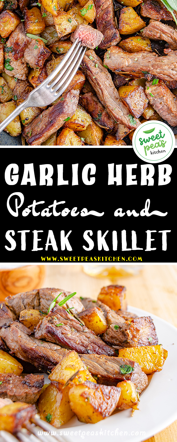 Garlic Herb Potatoes and Steak Skillet pinterest