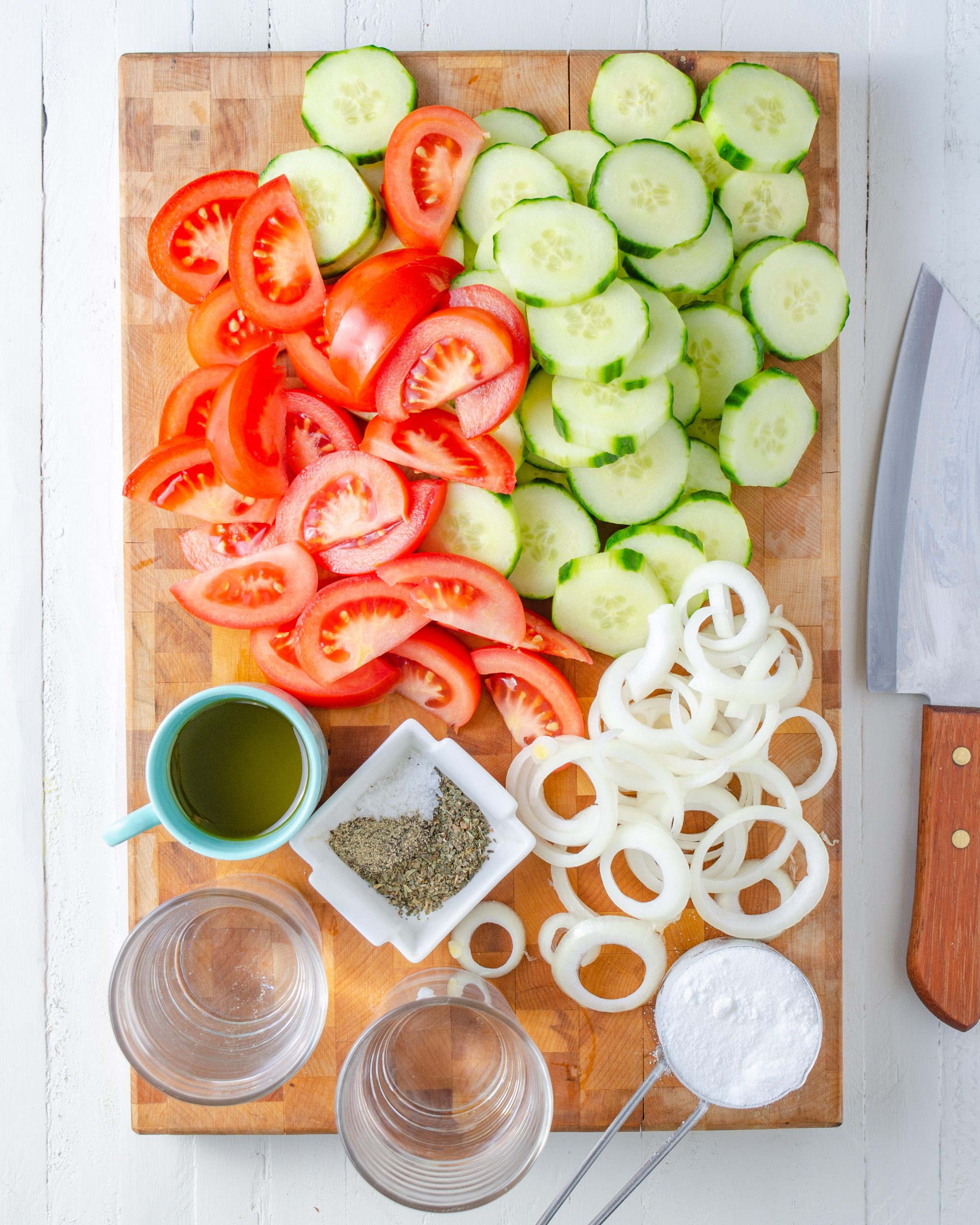 Marinated Cucumber, Tomato, and Onion Salad ingredients