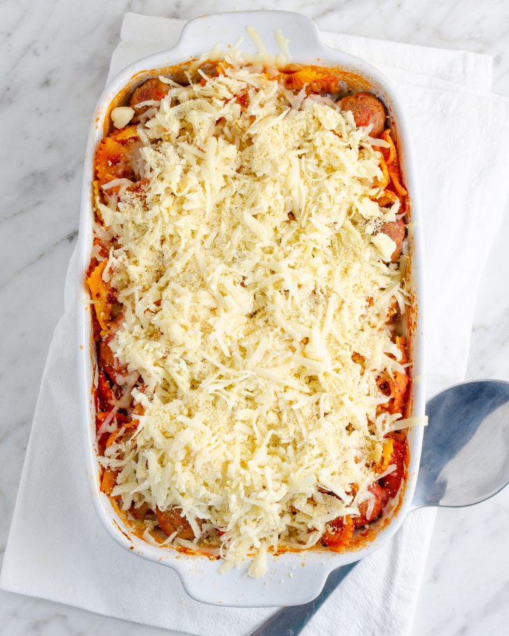 Top with cheeses and bake for an additional 10-15 minutes. 