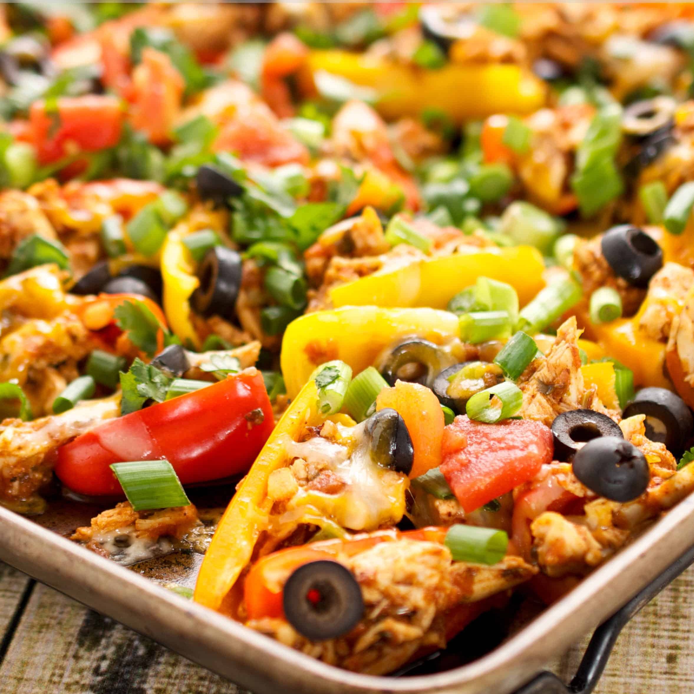 Chicken Healthy Nachos on Mini Bell Peppers 