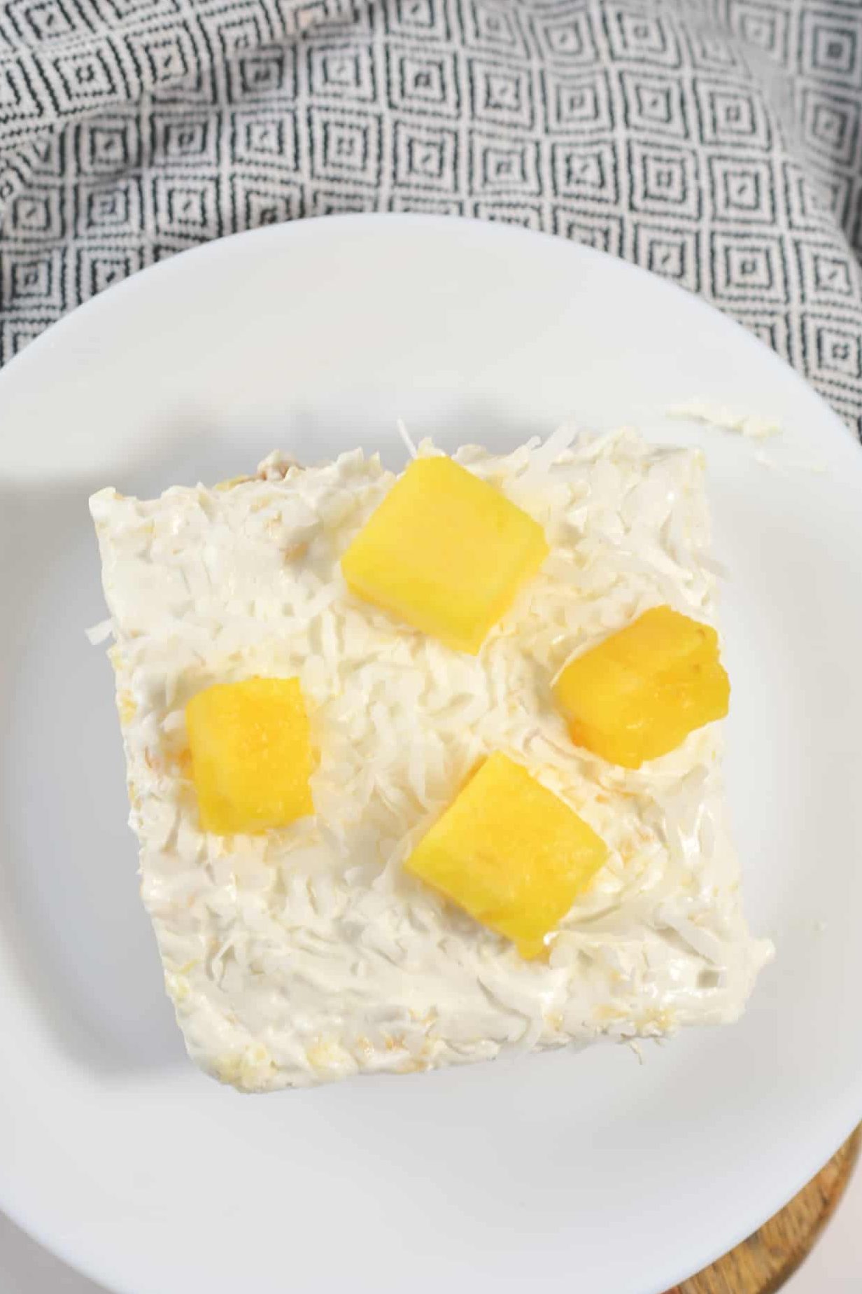 no bake pineapple cream dessert, pineapple delight, pineapple cream cheese dessert