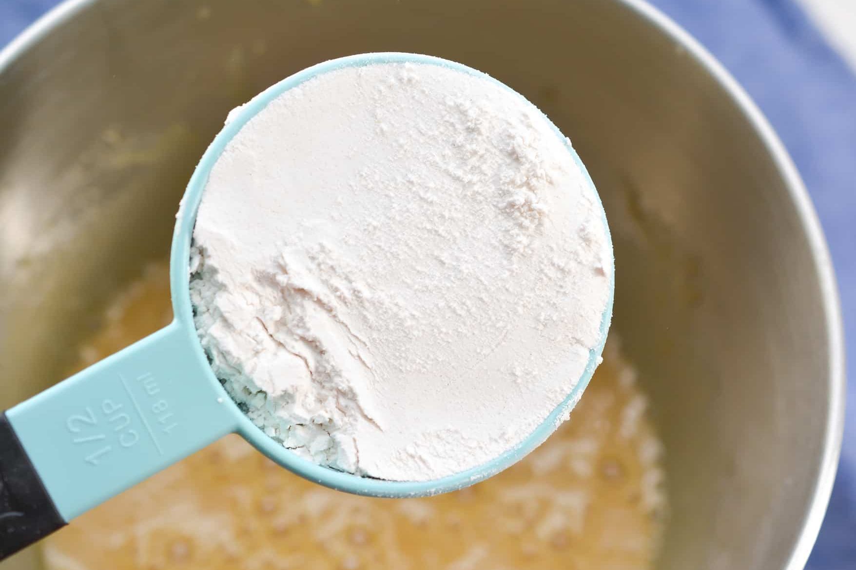Add the 1 ½ cup of self-rising flour to the mixing bowl.