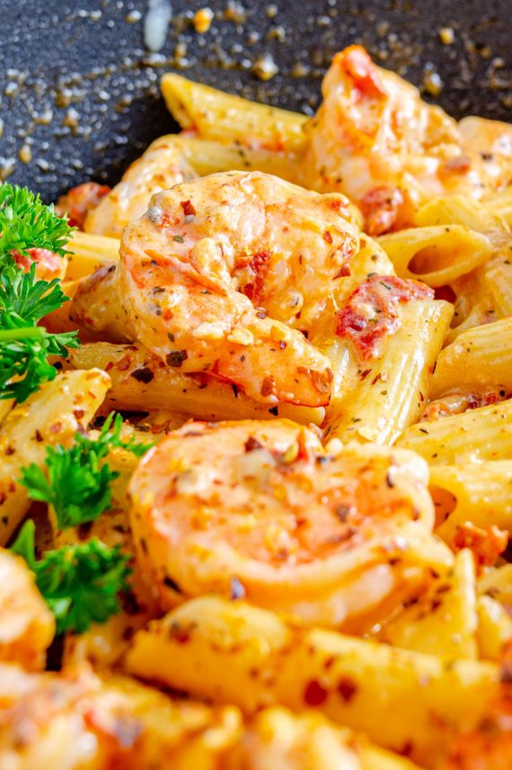 Cheese Shrimp Penne Pasta & Spinach - Sweet Pea's Kitchen